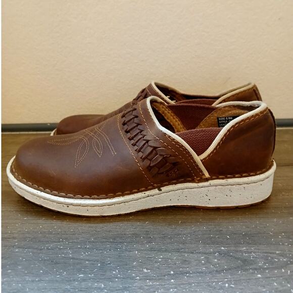 Justin casual slip on western leather shoes in walnut Size 5.5 - Picture 2 of 6